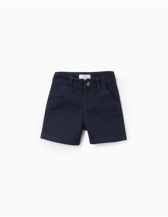 Chino Twill Shorts for Baby Boys, Dark Blue