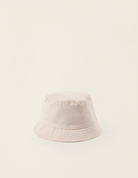 Twill Hat with Side Straps for Newborns and Babies, Beige