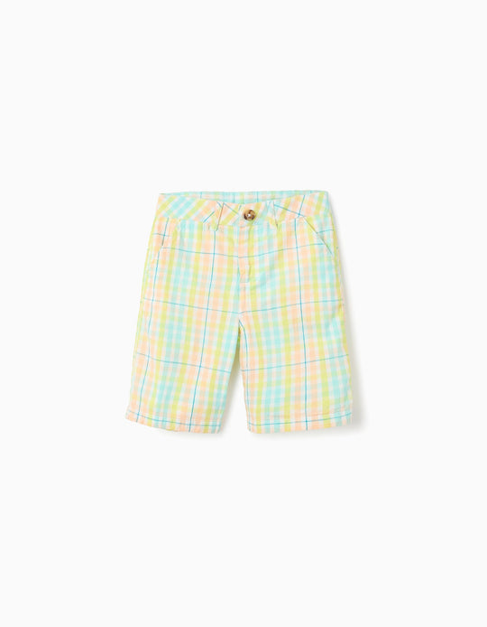 Cotton Checked Shorts for Boys 'B&S', Multicolour