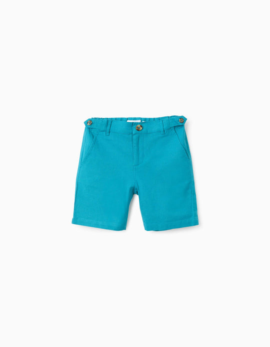 Cotton and Linen Shorts for Boys 'Midi', Turquoise