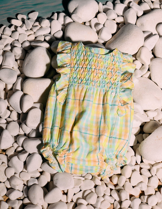 Cotton Checked Jumpsuit for Newborn Girls 'B&S', Multicolour