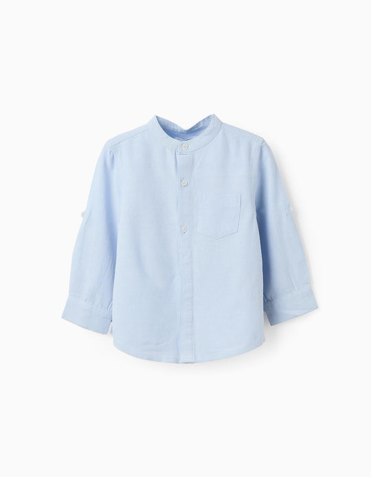 Shirt with Mao Collar for Baby Boys, Light Blue