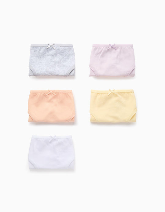 Pack of 5 Plain Briefs for Girls, Multicolour