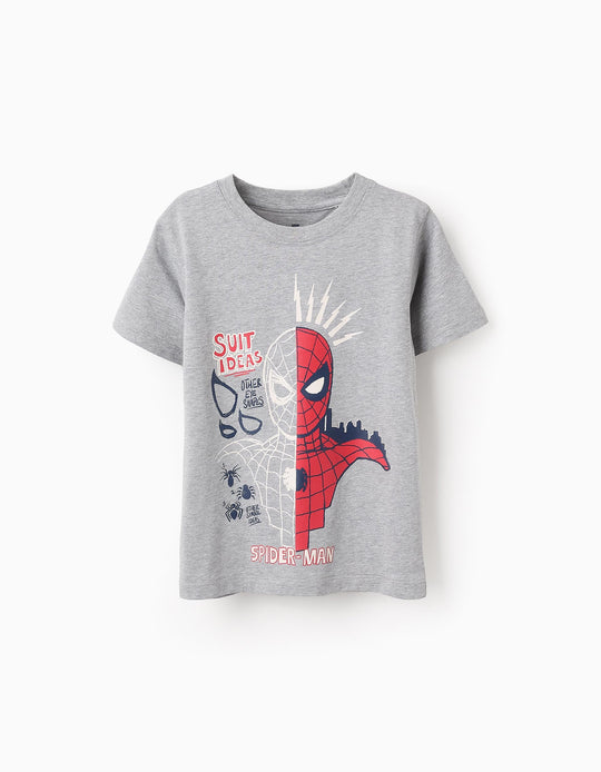 تيشيرت للأولاد "سبايدر مان"، رمادي