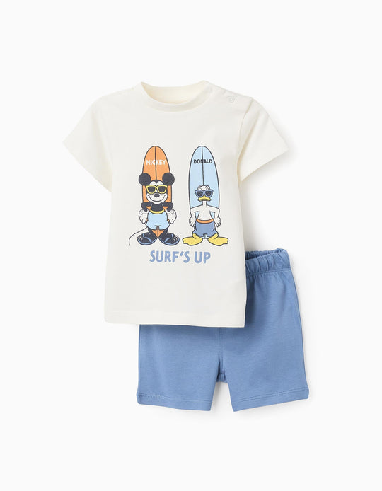 T-shirt + Shorts for Baby Boys 'Mickey & Donald', Beige/Blue