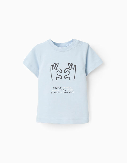 تيشيرت جيرسي قطن للأولاد الرضع "قلب"، أزرق فاتح