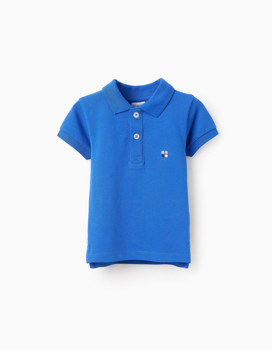 Cotton Polo with Embroidery for Baby Boys 'You&Me', Blue