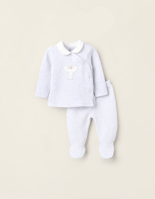 طقم سويت شيرت + بنطال للمواليد كينج ماوس، رمادي