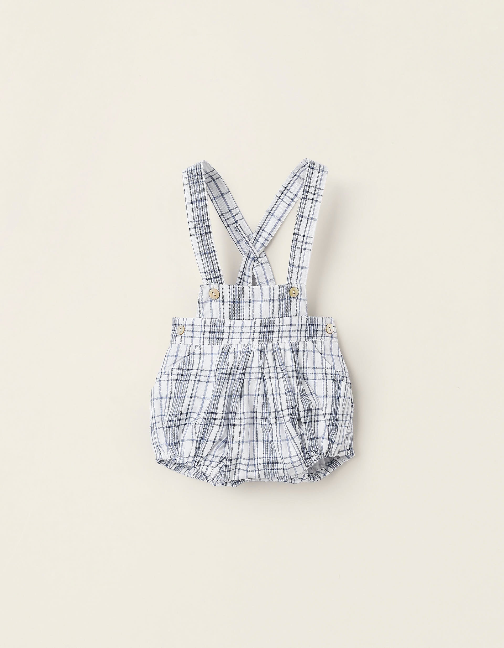 Checkered Jumpsuit for Newborns 'You&Me', White/Blue | La vie en Rose | KSA