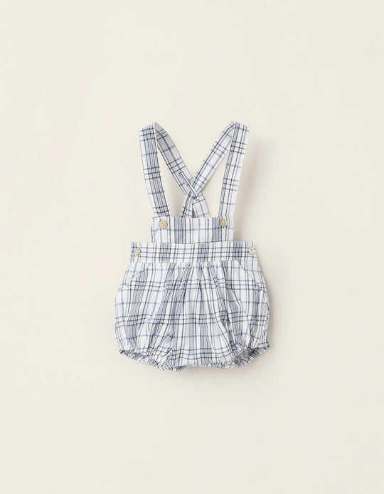 Checkered Jumpsuit for Newborns 'You&Me', White/Blue