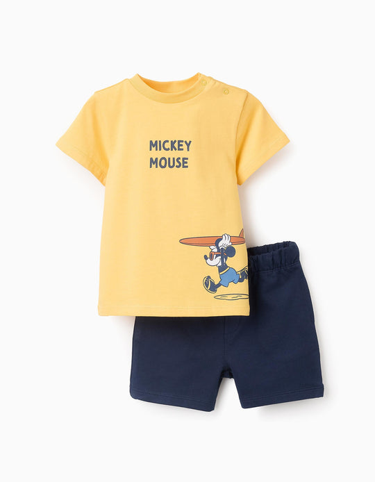 T-shirt + Shorts for Baby Boys 'Mickey Mouse', Yellow/Blue