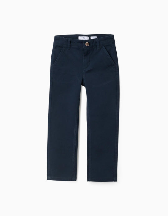 Twill Chino Trousers for Boys 'Slim Fit', Dark Blue