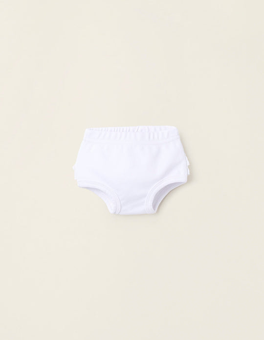 شورت بكرانيش برويدري للبنات الرضع، أبيض