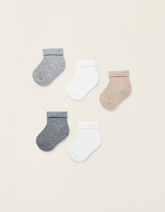 Pack of 5 Ribbed Socks for Baby Boys, Multicolour