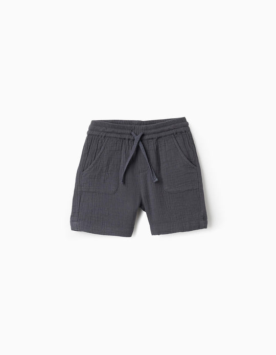 شورت بامبولا برباط للأولاد الرضع، رمادي