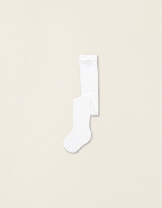 Cotton Anti-Pilling Tights for Babies, White