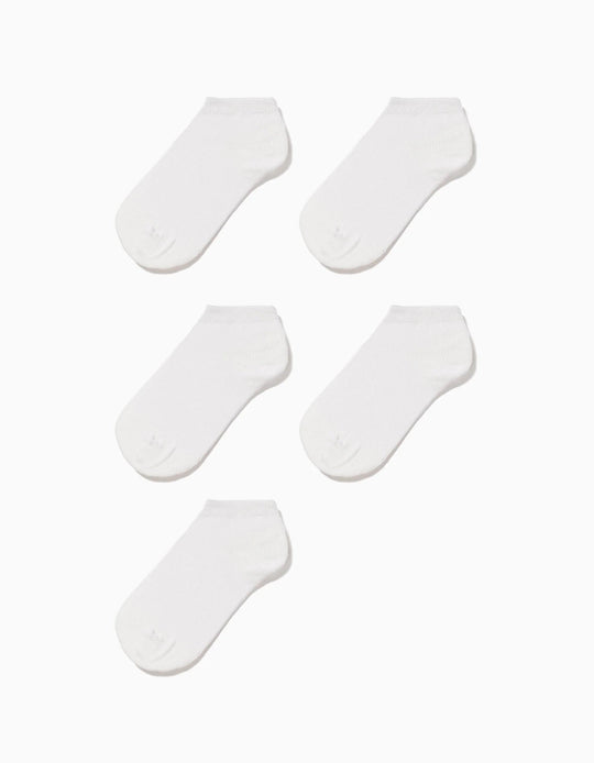 Pack of 5 Pairs of Plain Ankle Socks for Boys, White