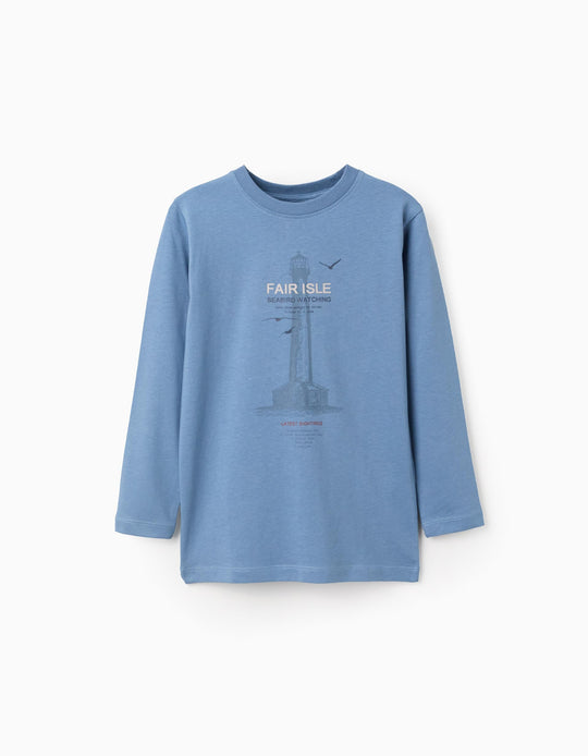 Comfortable Long Sleeve T-Shirt for Boys, Blue