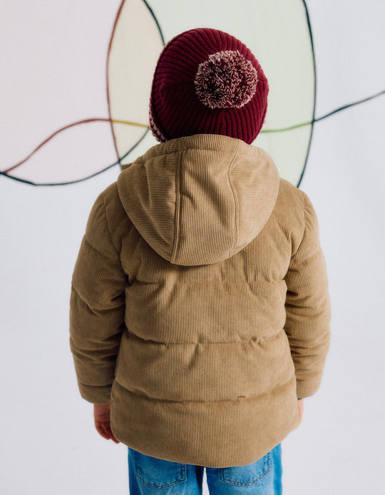 Padded Jacket with Hood for Boys, Brown