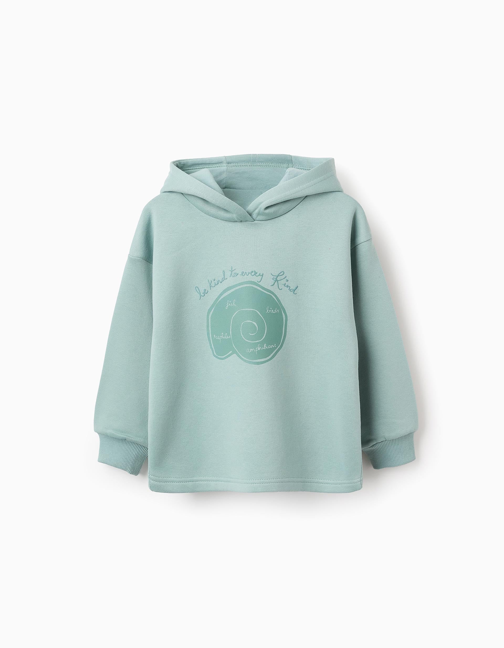 Brushed Hooded Sweatshirt for Girls 'Be Kind', Aqua Green | La vie en Rose | KSA