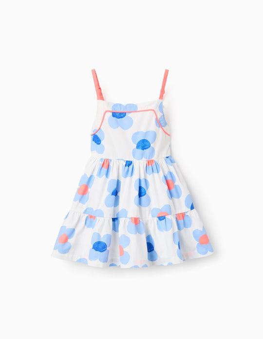 فستان قطني بنقشة زهور للبنات الرضع You&Me، أبيض/أزرق/ألوان متعددة