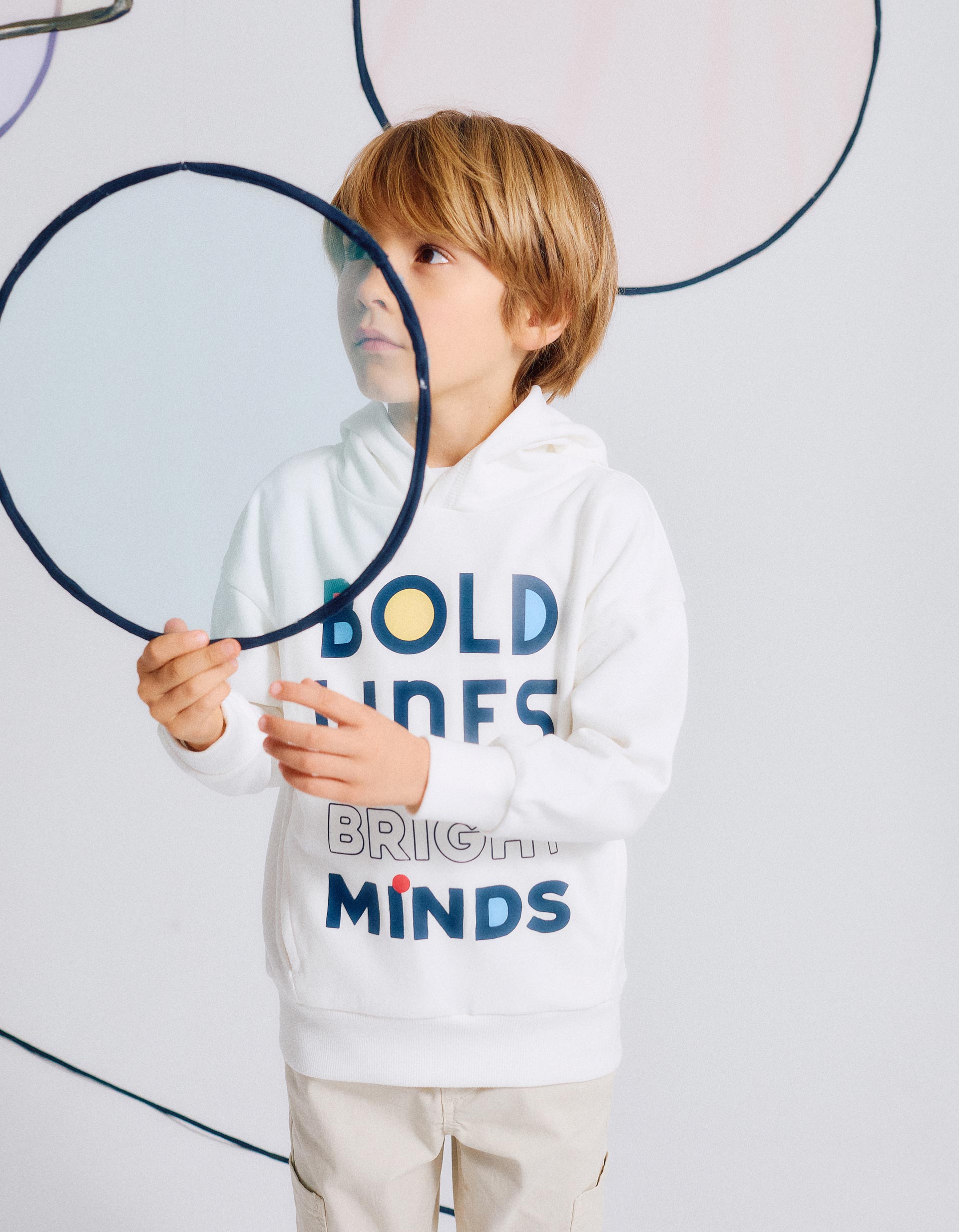 Cotton Hooded Sweatshirt for Boys 'Bold', White | Ziddy KSA