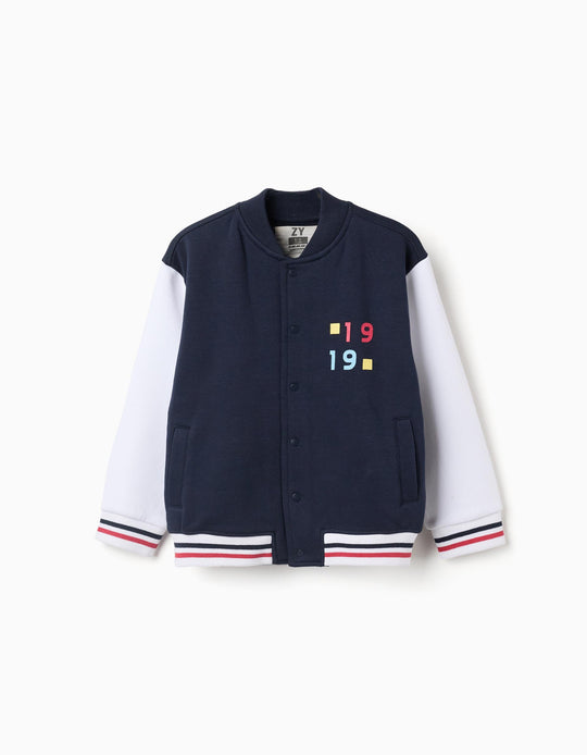 Brushed Bomber Jacket '1919' for Boys, Blue/Red/Beige