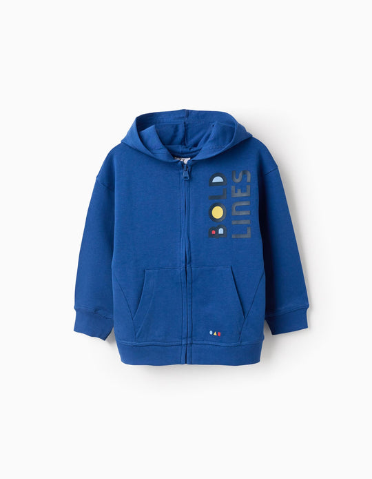 Hooded Cotton Jacket for Boys 'Bold Lines', Blue