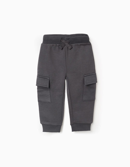 Joggers Sweatpants with Cargo Pockets for Baby Boys, Grey