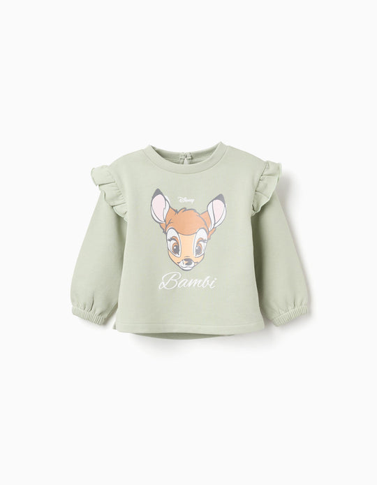 Cotton Sweatshirt with Ruffles for Baby Girls 'Bambi', Green