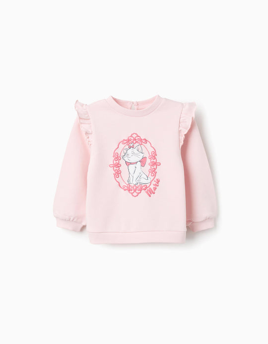 Cotton Sweatshirt with Ruffles for Newborn Girls 'Marie', Pink