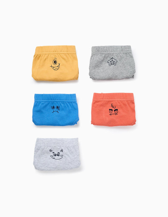 Pack of 5 Briefs for Boys 'Monsters of Emotions', Multicolour