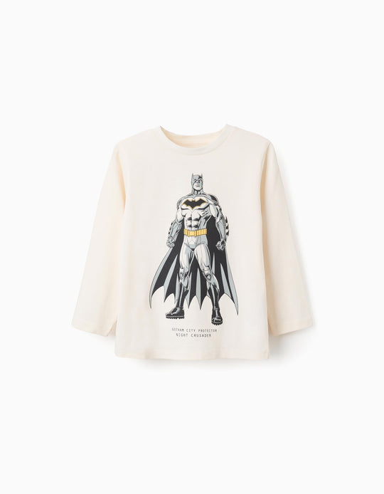 Long Sleeve Cotton T-Shirt for Boys 'Batman', Beige