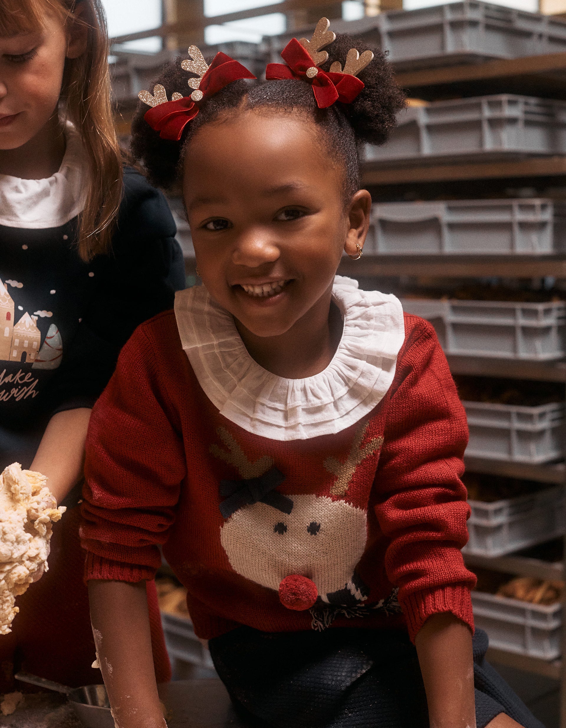 Jacquard Knitted Jumper for Girls, Dark Red | Ziddy KSA