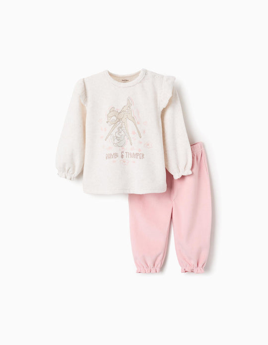 Velour Pyjama for Baby Girls 'Bambi & Thumper', Beige/Pink