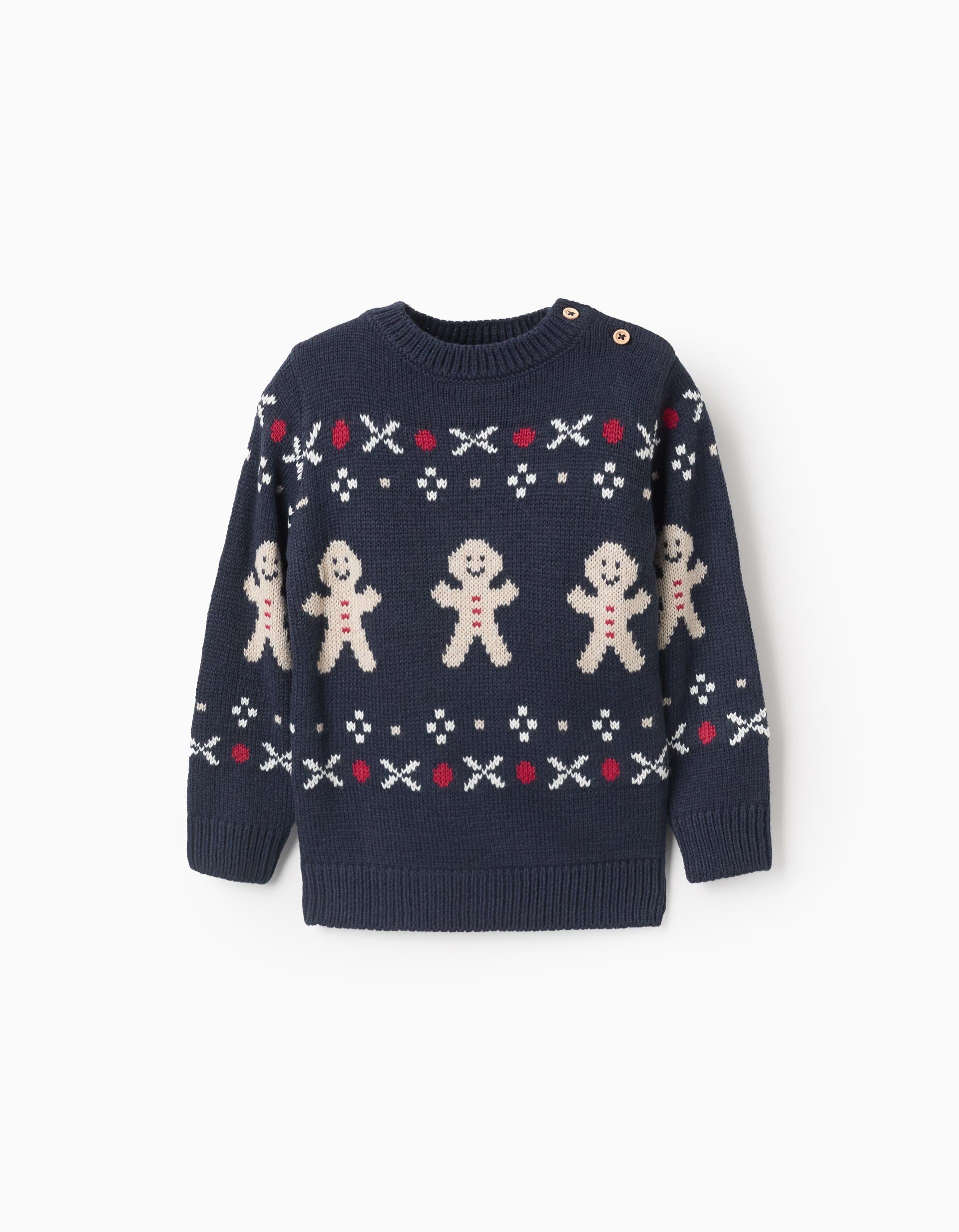 Christmas Jacquard Knitted Jumper for Baby Boys, Blue | Ziddy KSA