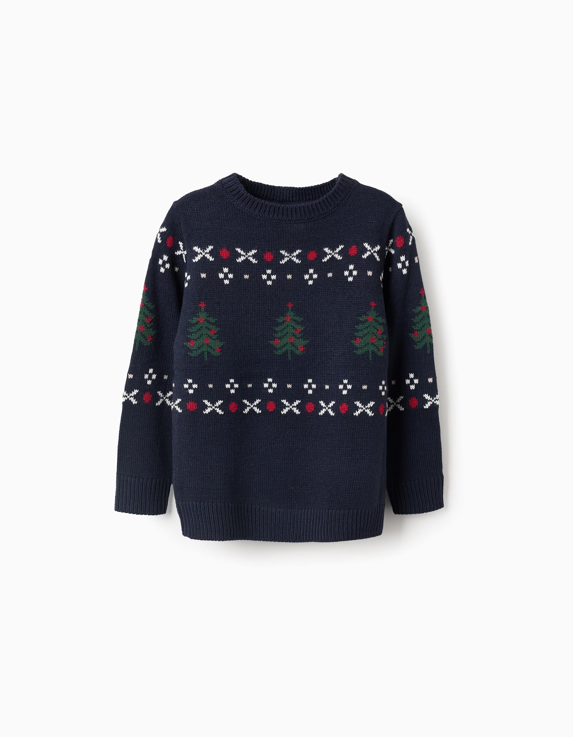 Christmas Tree Jacquard Knitted Jumper for Boys, Blue | Ziddy KSA