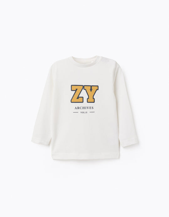 TSHIRT LS JERSEY, WHITE, 12/18M