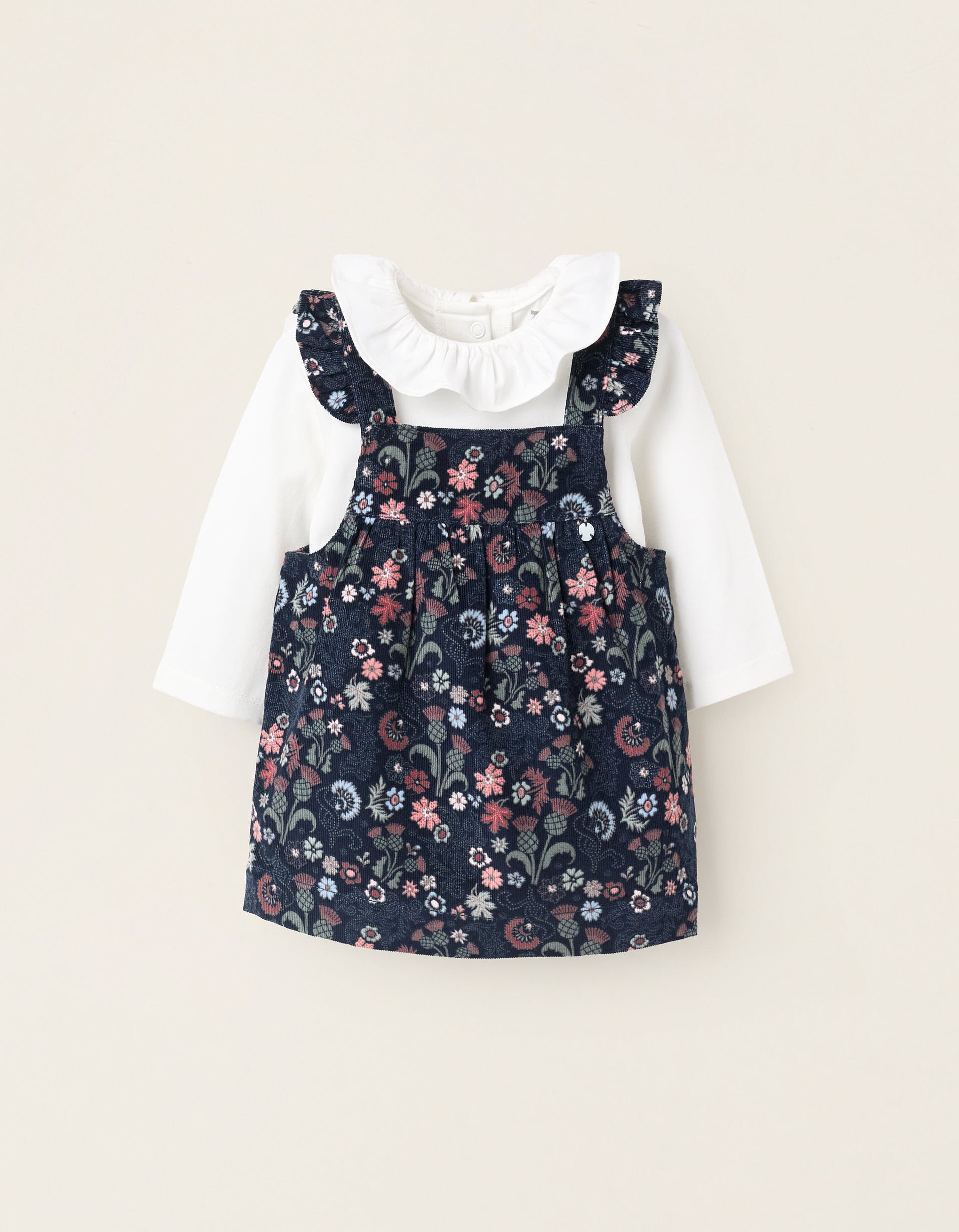Body with Ruffles + Floral Bodice Dress for Newborn 'B&S', Blue | Ziddy KSA