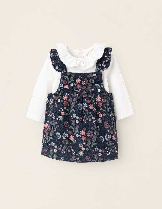 Body with Ruffles + Floral Bodice Dress for Newborn 'B&S', Blue