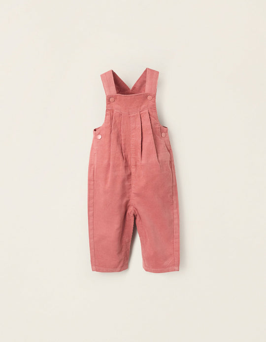 Corduroy Dungarees for Newborn Girls, Coral