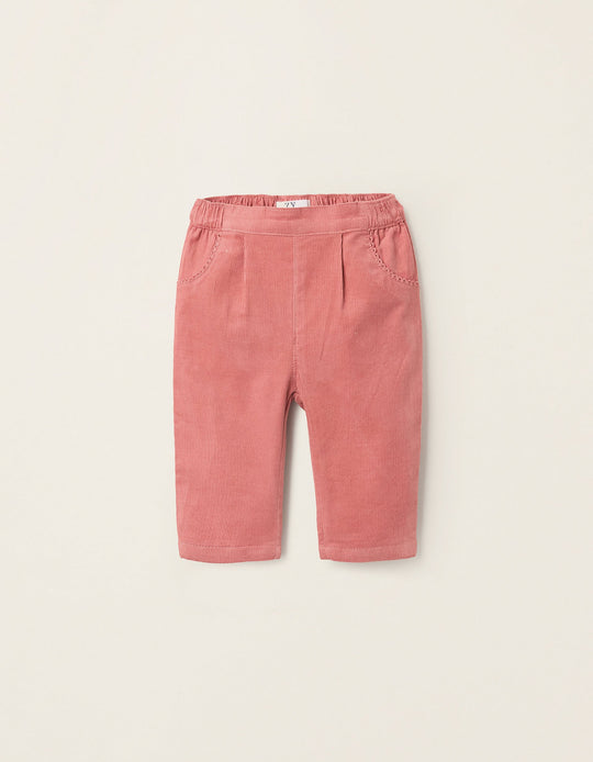 Corduroy Trousers for Newborn Girls, Coral