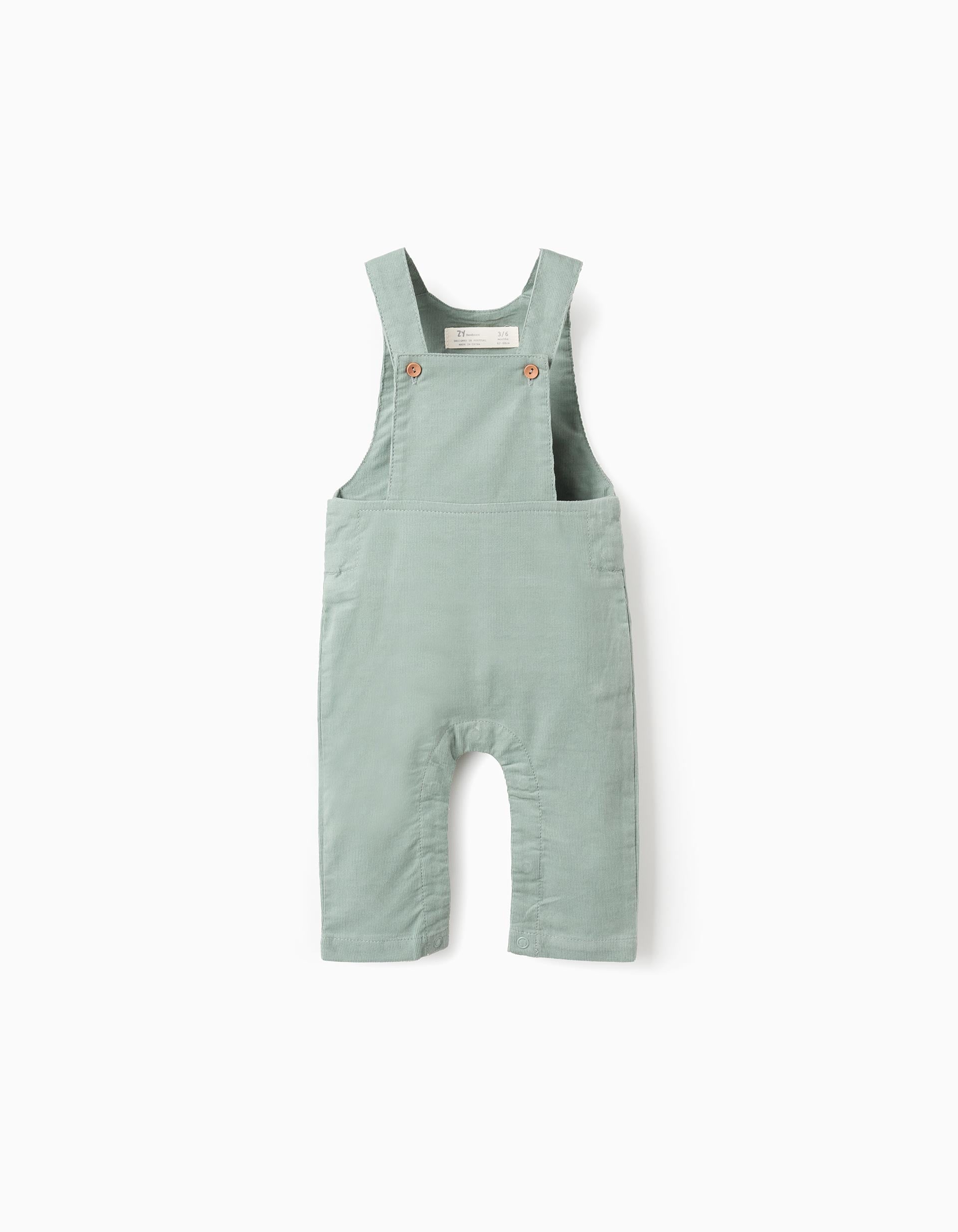 Corduroy Dungarees for Newborns, White/Green | Ziddy KSA