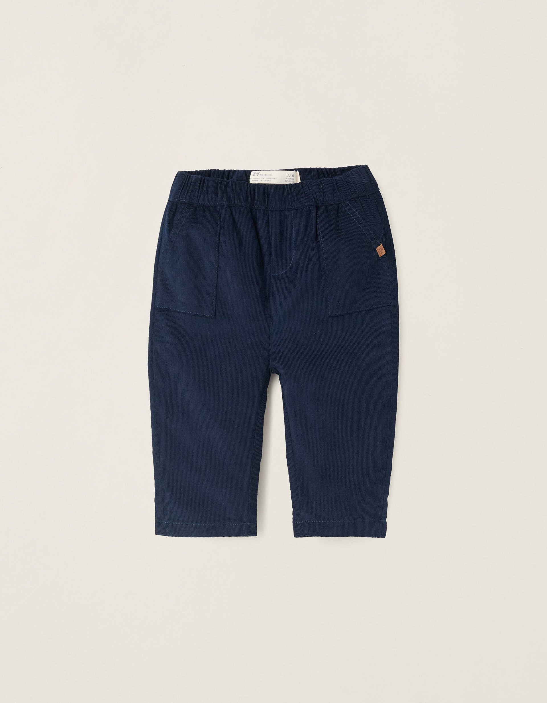 Corduroy Cotton Trousers for Newborns, Dark Blue | Ziddy KSA