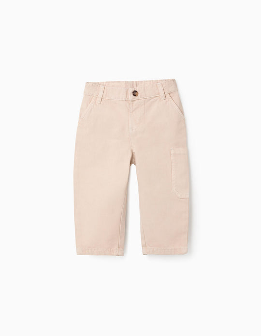 Cotton Cargo Trousers for Baby Boys, Beige
