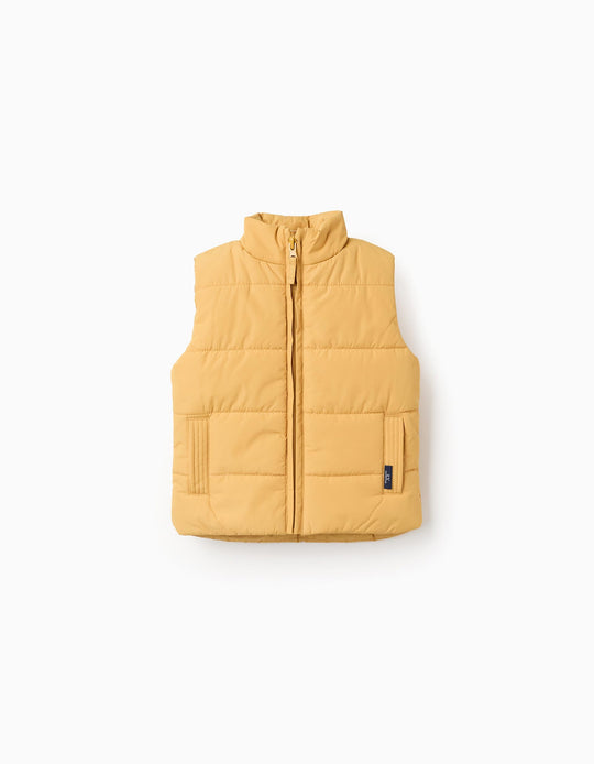 Padded Gilet with Polar Lining for Baby Boys, Yellow