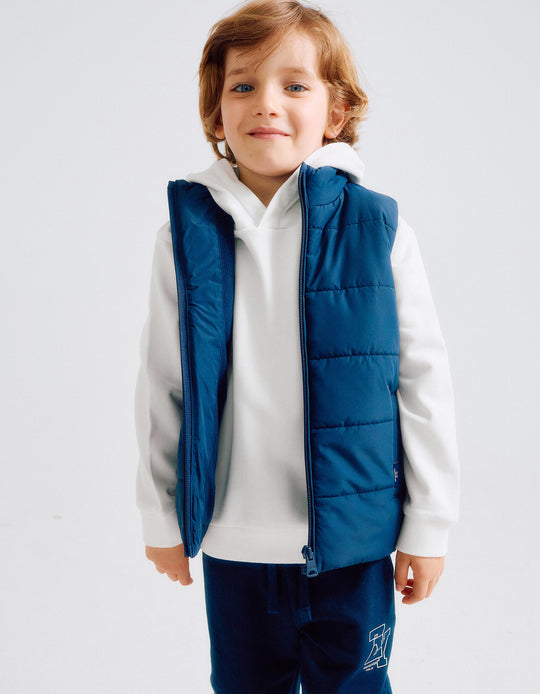 Padded Gilet with Polar Lining for Boys, Dark Blue