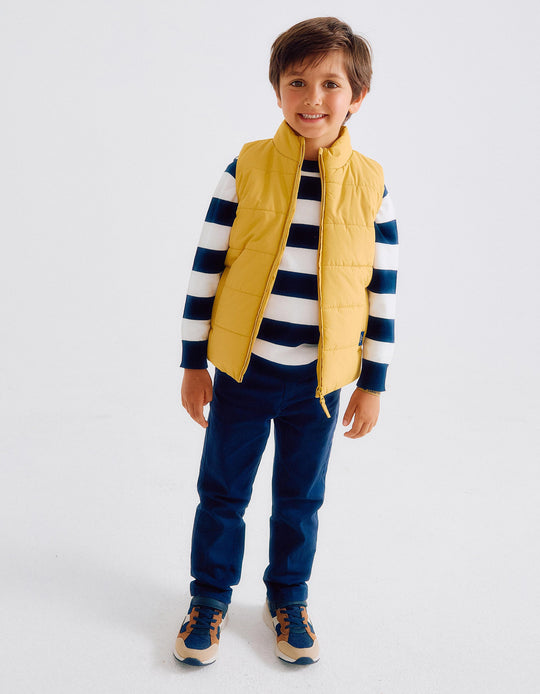 Padded Gilet with Polar Lining for Boys, Yellow