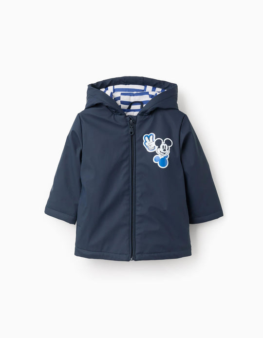 Hooded Rubber Parka Baby Boys 'Mickey', Dark Blue