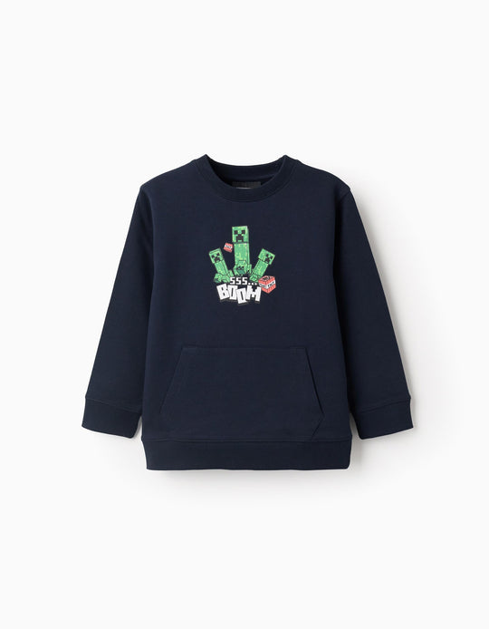 Brushed Sweatshirt for Boys 'Minecraft', Dark Blue